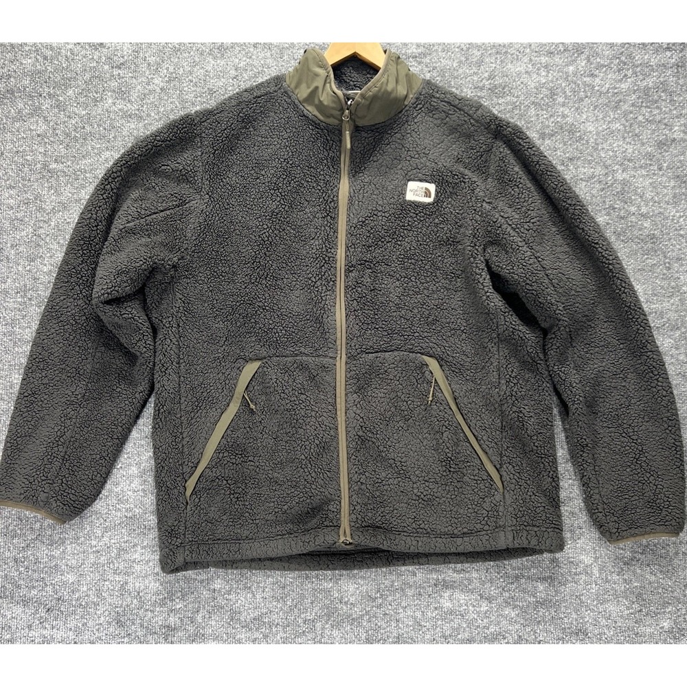 The North Face Campshire Jacket Men's XL Sherpa Fleece Full Zip High Pile Olive - Picture 1 of 16